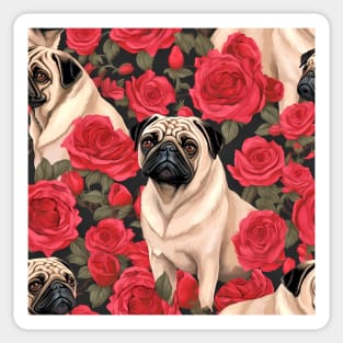 Pugs and Roses All Over Tote Bag Sticker